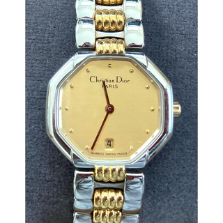 クリスチャンディオール(Christian Dior)のクリスチャンディオール QZ ヴィンテージオクタゴン ゴールド文字盤 良品(腕時計)