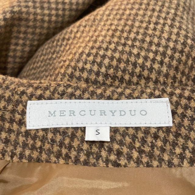 MERCURYDUO(マーキュリーデュオ)の美品　マーキュリーデュオ　ミニ　スカート　膝丈　フリル　千鳥柄　ブラウン　S レディースのスカート(ミニスカート)の商品写真