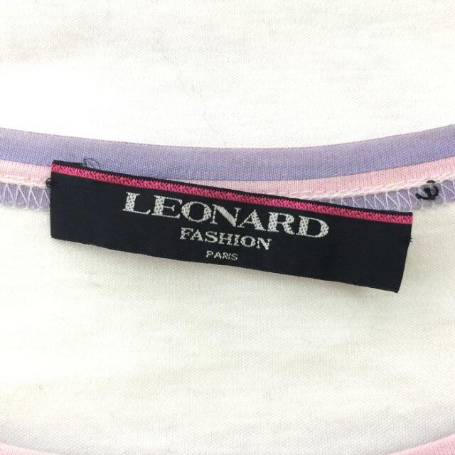 LEONARD(レオナール)のレオナール ビジュー付き 肩パッド入り Tシャツ 綿100％ M レディースのトップス(カットソー(半袖/袖なし))の商品写真