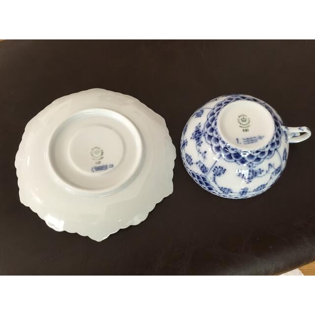 ブルーフルーテッド フルレース カップ&ソーサーと19cmプレート - 4