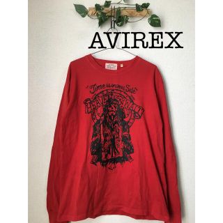 アヴィレックス(AVIREX)のAVIREX ビッグプリント　ロングTシャツ　レッド(Tシャツ/カットソー(七分/長袖))