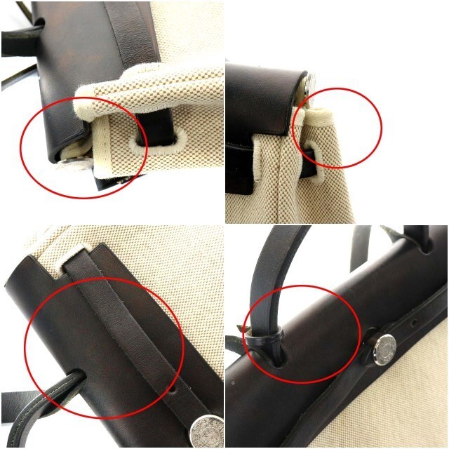 エルメス エールバッグ PM トワルアッシュ □F刻印 ベージュ 黒 エルメス エールバッグ PM トワルアッシュ □F刻印 ベージュ 黒