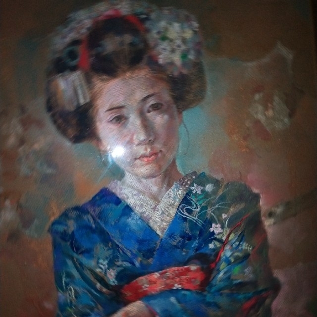 日本髪の女の絵