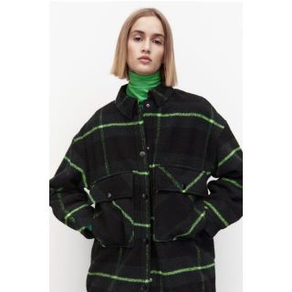 ザラ(ZARA)のZARA キルティング チェック柄 シャツジャケット S グリーン キルト加工(その他)