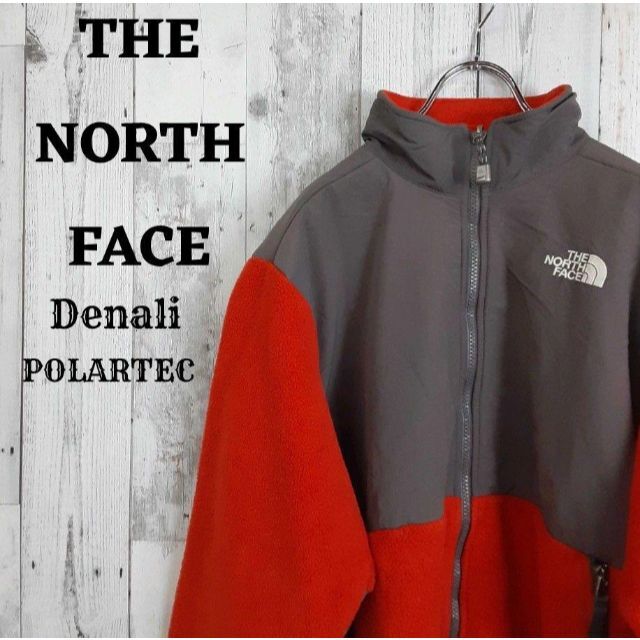 THE NORTH FACE(ザノースフェイス)の美品US規格ノースフェイスデナリジャケット刺繍ロゴ灰色グレー赤レッドポーラテック メンズのジャケット/アウター(ブルゾン)の商品写真