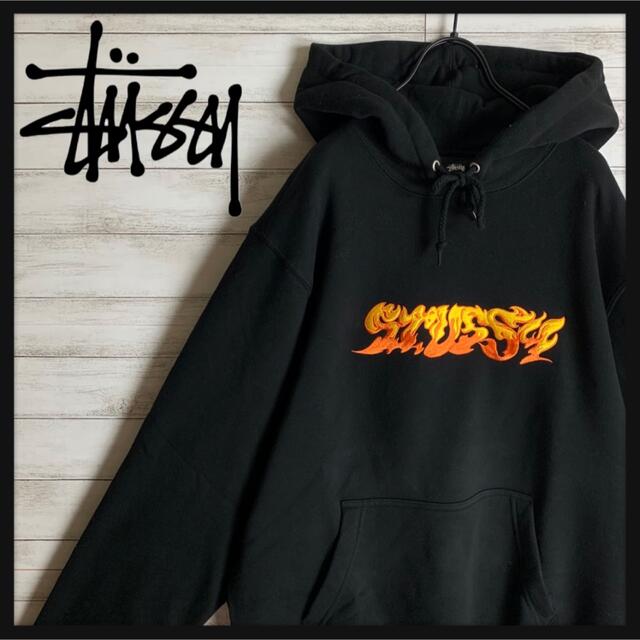 STUSSY ファイヤー パーカー 入手困難 刺繍ロゴ L STUSSY ファイヤー パーカー 入手困難 刺繍ロゴ L