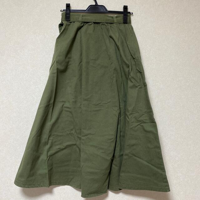 OZOC(オゾック)のOZOC ベルト付き　フレアスカート　カーキ レディースのスカート(ロングスカート)の商品写真