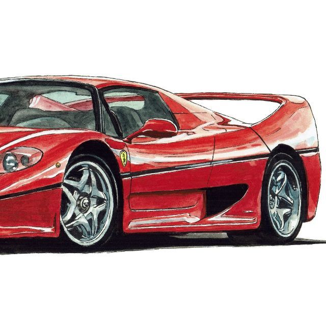 GC-644フェラーリF50/458限定版画サイン有額装済作家 平右ヱ門 5