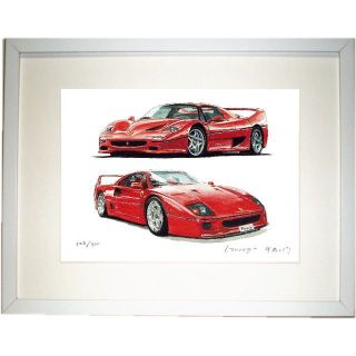 フェラーリ(Ferrari)のGC-645 フェラーリF50/F40限定版画サイン有額装済作家 平右ヱ門(絵画/タペストリー)