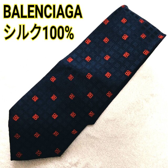 希少 レア BALENCIAGA BB ロゴ ネクタイ ブラック silk100