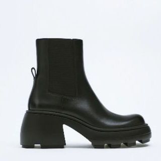 クリスチャンダダ(CHRISTIAN DADA)の新品ZARAトラックソール厚底ヒールレザーアンクルブーツ４０(ブーツ)