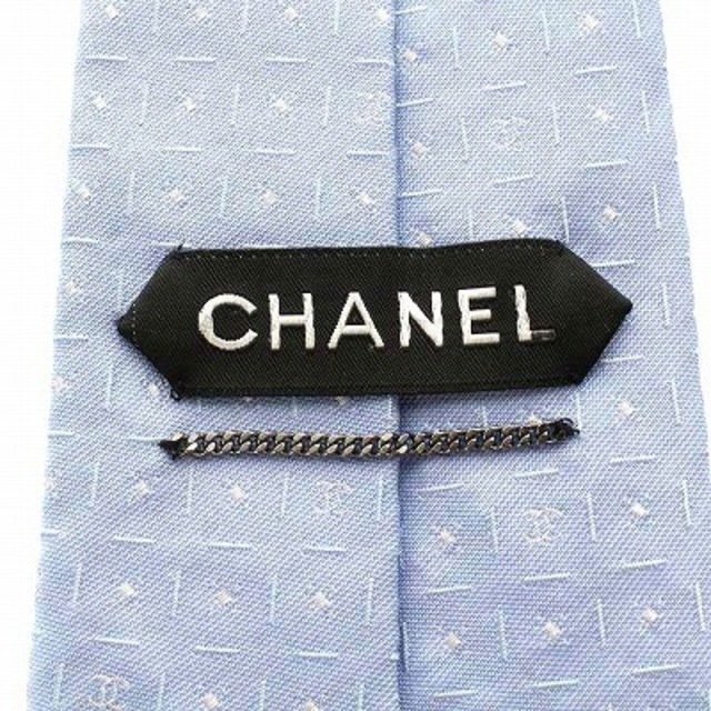 CHANEL(シャネル)のシャネル CHANEL ココマーク ワイドタイ ネクタイ 総柄 シルク 水色 メンズのファッション小物(ネクタイ)の商品写真