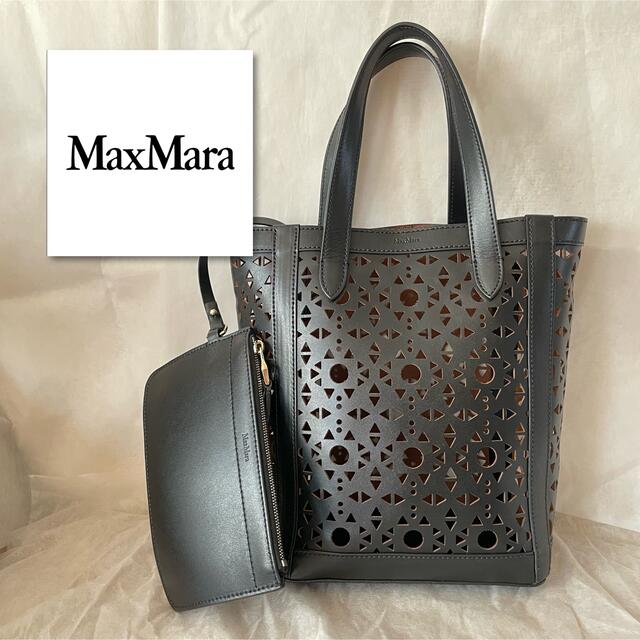 SUMIYO様⭐︎完売希少MaxMaraのカットワーク黒レザートートバッグ | フリマアプリ ラクマ