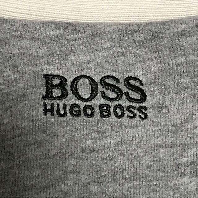 品質のいい Boss 激レア Hugo Boss ボス スウェットカーディガン 刺繍ロゴ グレー スウェット Raffles Mn