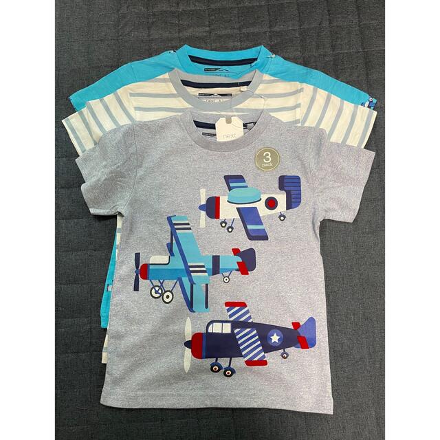 NEXT(ネクスト)の【新品】next Tシャツ 3枚組 ブルー ボーダー 100  キッズ/ベビー/マタニティのキッズ服男の子用(90cm~)(Tシャツ/カットソー)の商品写真