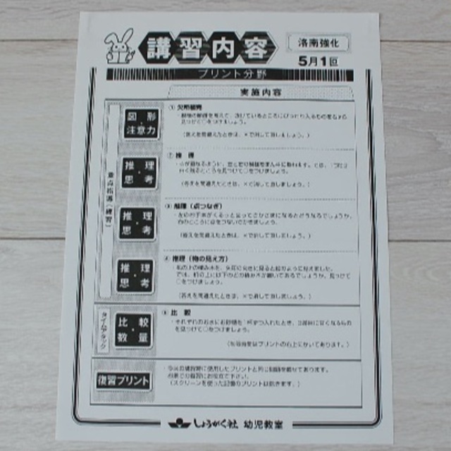 しょうがく社幼児教室【洛南強化9月-7月】講習プリント しょうがく社幼児教室【洛南強化9月-7月】講習プリント