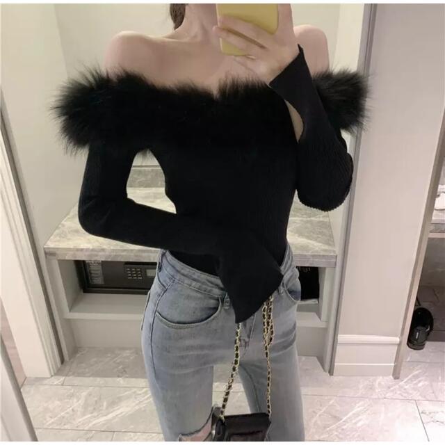 ZARA(ザラ)のファー　オフショル　トップス　dholic randy stella tokyo レディースのトップス(カットソー(長袖/七分))の商品写真