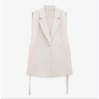 ザラ(ZARA)のスリット入りジレベスト　ホワイト(ベスト/ジレ)