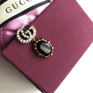 Gucci - GUCCI クリスタル付き ダブルG ピアス ブラック BTS テヒョン