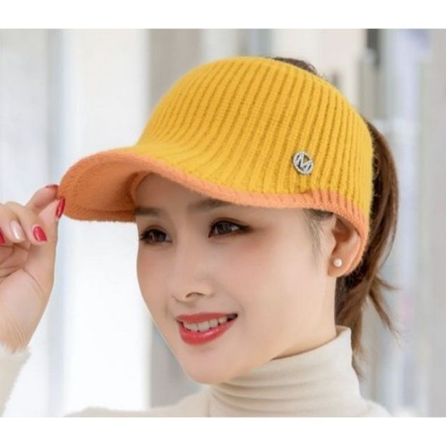 イエロー サンバイザー ゴルフ レディース ゴルフ女子 レディースの帽子(ニット帽/ビーニー)の商品写真