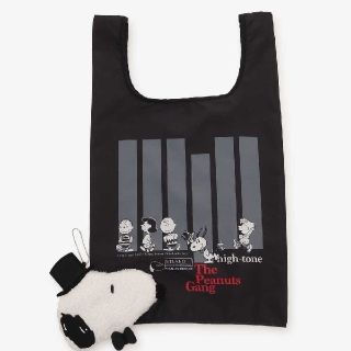 アフタヌーンティー(AfternoonTea)のアフタヌーンティー♡PEANUTS ポーチ付きショッピングバッグ(ブラック)(エコバッグ)