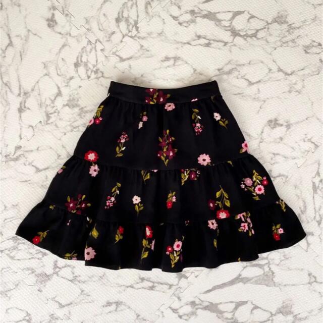 【Kate Spade】花柄フレアスカート ブラック