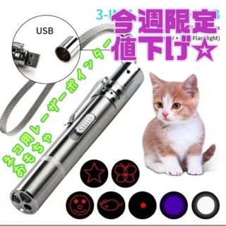 猫用おもちゃ 3in1 LEDポインター&ブラックライト&ペンライト(猫)