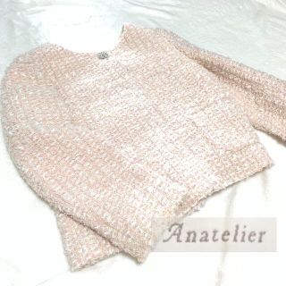 アナトリエ(anatelier)のAnatelier アナトリエ　ツイード  ジャケット　ピンク(ノーカラージャケット)