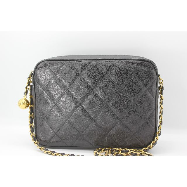 CHANEL - 美品 シャネル キャビアスキン マトラッセ チェーンショルダーバッグ 斜め掛け黒