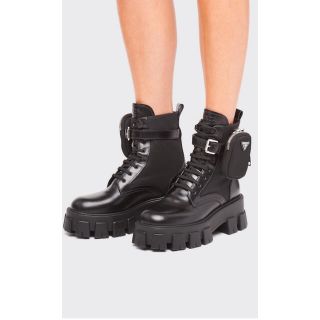 ❤️ PRADA プラダ モノリスブーツ レザー ナイロン 黒 35