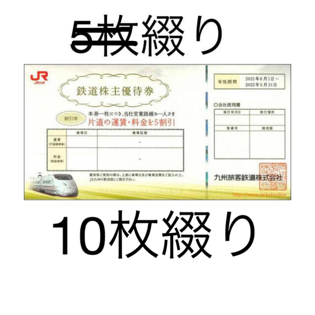 jr九州鉄道株主優待券6枚1組1枚あたり片道運賃料金を5割引