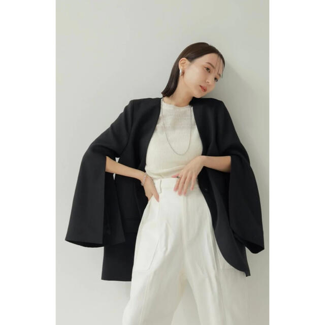 louren】slit sleeve no collar jacket-