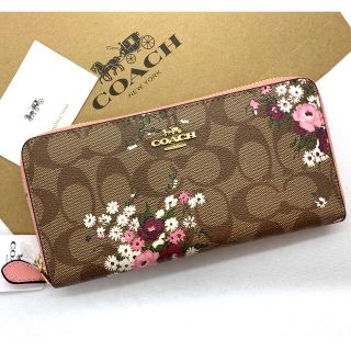 安い購入 長財布 COACH*コーチ シグネチャー フラワーチャーム 花柄 ...
