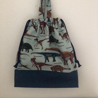 持ち手付き体操服入れ　恐竜　30×35 体操着袋　入園入学　お着替え袋 巾着(その他)