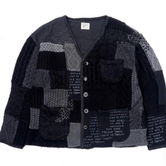 H/W PATCHWORK KNIT CARDIGAN - BLACK