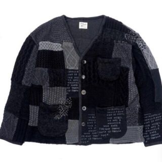 サカイ(sacai)のH/W PATCHWORK KNIT CARDIGAN - BLACK(カーディガン)