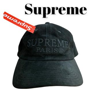 SUPREME シュプリーム 20SS Suede 6-Panel PARIS ロゴ 刺繍 スエード レザー パネル キャップ ブラック