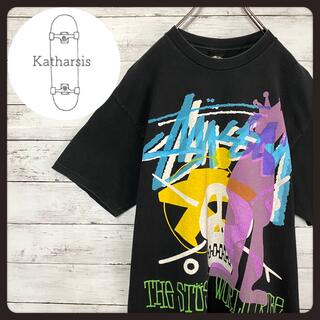 ステューシー(STUSSY)の【希少デザイン】ステューシー　シャドーマン　プリントロゴ　ブラック　Tシャツ(Tシャツ/カットソー(半袖/袖なし))