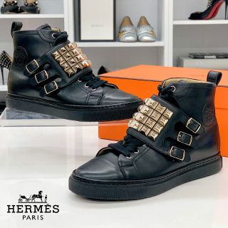 エルメス(Hermes)の3859 エルメス レノックス コリエドシアン レザー スタッズ スニーカー(スニーカー)