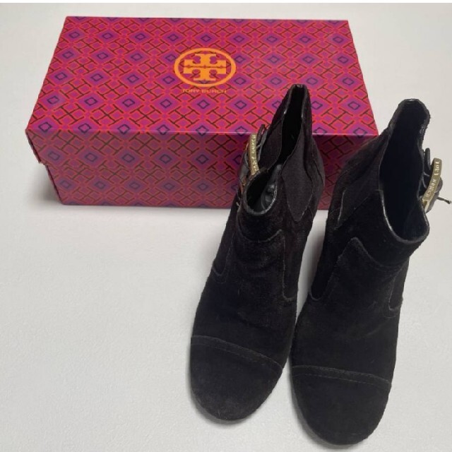 トリーバーチ TORY BURCH ショートブーツ スエード 23.5cm 黒