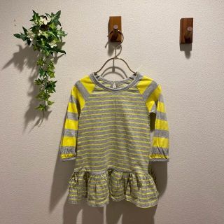 ベビーギャップ(babyGAP)の54【USED☆美品☆】90cm 黄色ボーダーl/s 1pc(ワンピース)