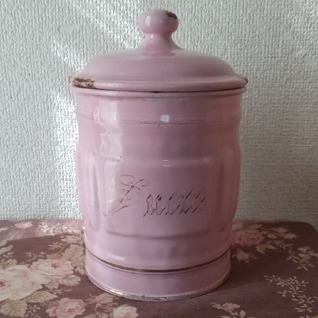 買い誠実 アンティーク フランス ホーロー ピンク フルセット