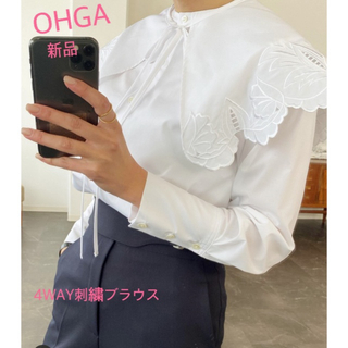OHGA 4WAY刺繍ブラウス ホワイトの通販 by pom ｜ラクマ