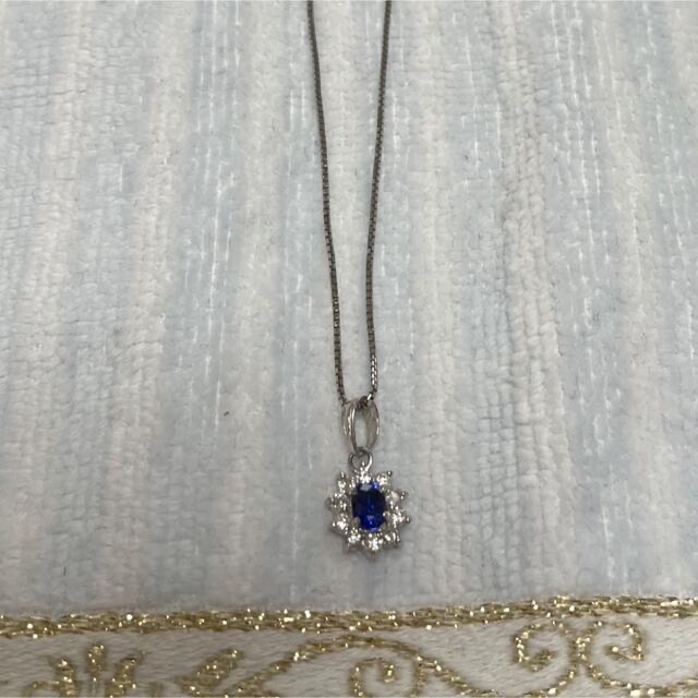 美品　PT850サファイアネックレス0.2ct 5