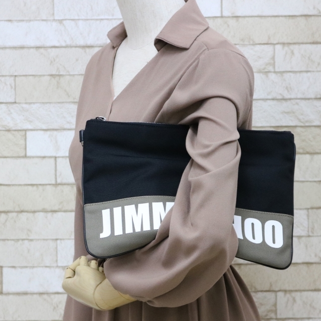 JIMMY CHOO(ジミーチュウ)の【中古】ジミーチュウ JIMMY CHOO クラッチバッグ  キャンバス レディースのバッグ(クラッチバッグ)の商品写真