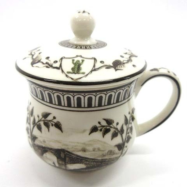 WEDGWOOD(ウェッジウッド)のウェッジウッド フロッグサービス 蓋付き クリームカップ アイスカップ 復刻 エンタメ/ホビーの美術品/アンティーク(陶芸)の商品写真