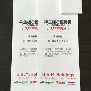 イオン(AEON)の6000円分　USMH 株主優待券　マルエツ  カスミ(ショッピング)