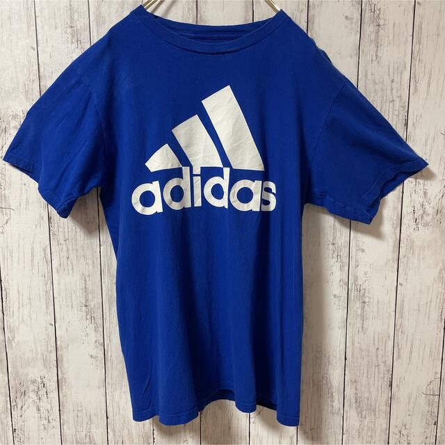 adidas(アディダス)のadidas アディダス 古着　Tシャツ　ビッグロゴ　青　M size メンズのトップス(Tシャツ/カットソー(半袖/袖なし))の商品写真