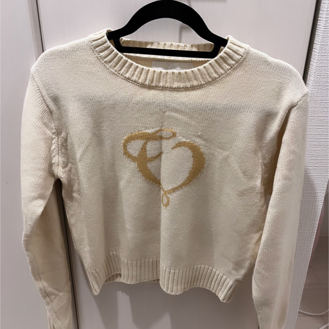 the virgins heart logo knit ベージュ ニット