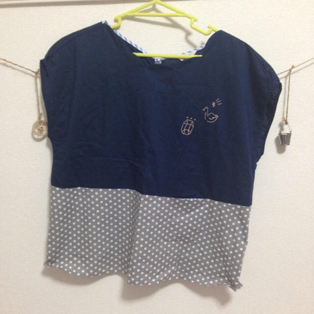 POU DOU DOU(プードゥドゥ)の紺ノースリ、ボーダーt レディースのトップス(Tシャツ(半袖/袖なし))の商品写真